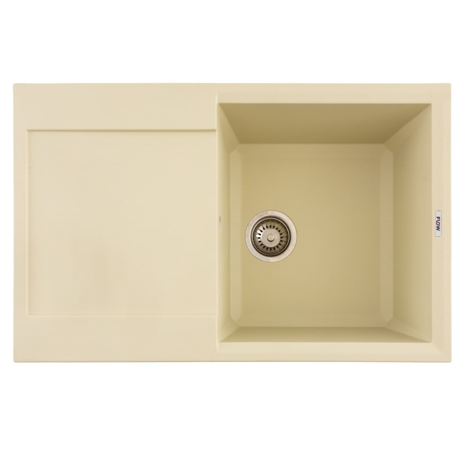 Chiuveta de bucatarie din granit cu o cuva si scurgator, seria HORIZON, Ivory, 780x495x230 mm, FLOW FCB-7849HI/1T — imaginea 2