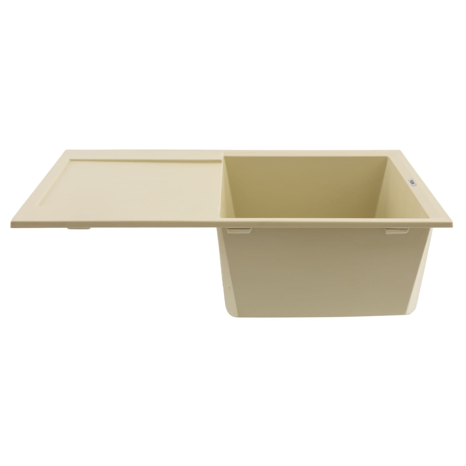 Chiuveta de bucatarie din granit cu o cuva si scurgator, seria HORIZON, Ivory, 780x495x230 mm, FLOW FCB-7849HI/1T — imaginea 3