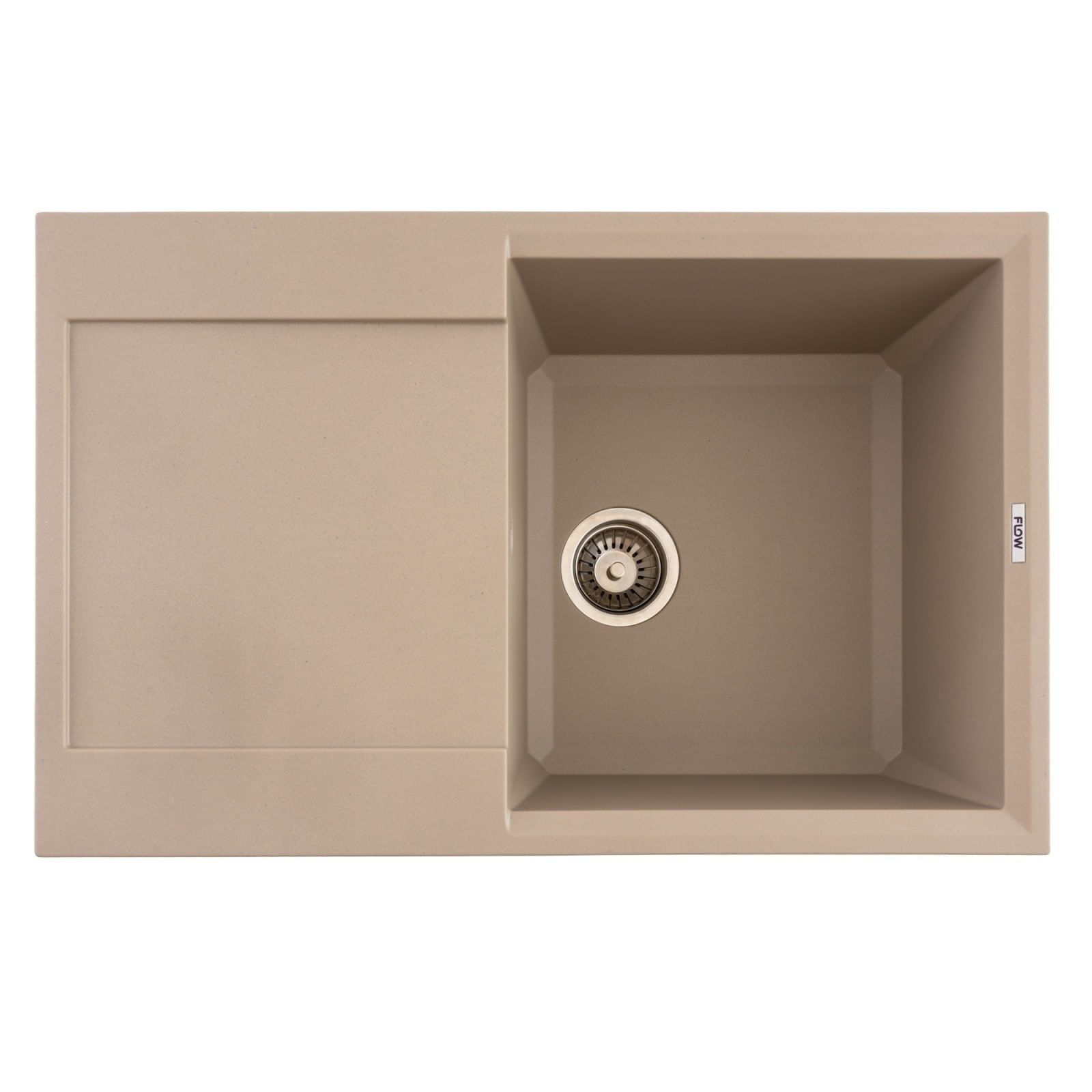 Chiuveta de bucatarie din granit cu o cuva si scurgator, seria HORIZON, Sahara, 780x495x230 mm, FLOW FCB-7849HS/1T — imaginea 3