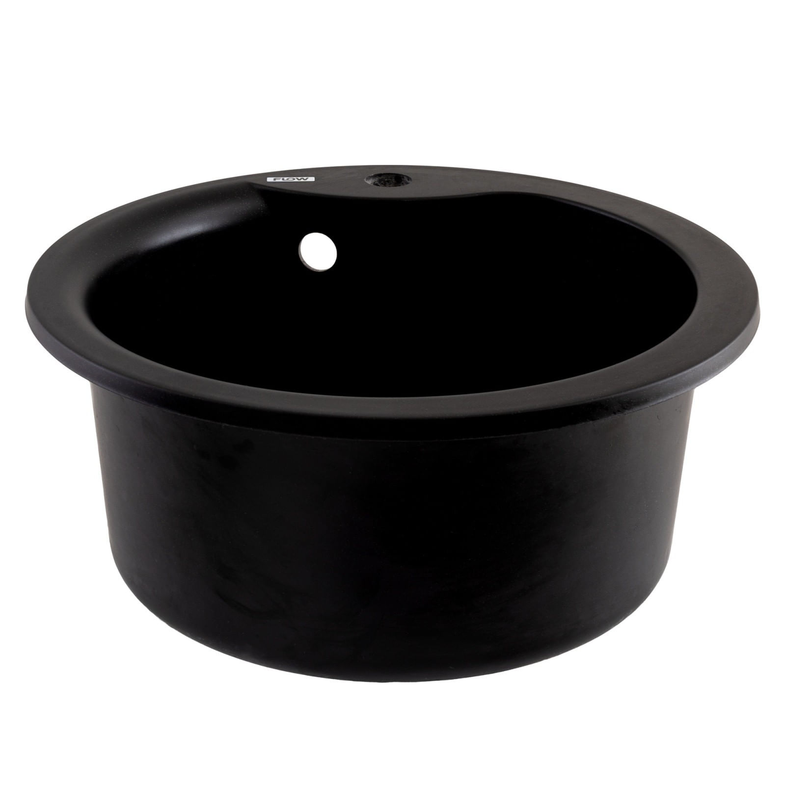Chiuveta de bucatarie din granit cu cuva rotunda, seria WAVE, Black/Metallic, 485x210 mm, FLOW FCB-485WBM/1 — imaginea 2