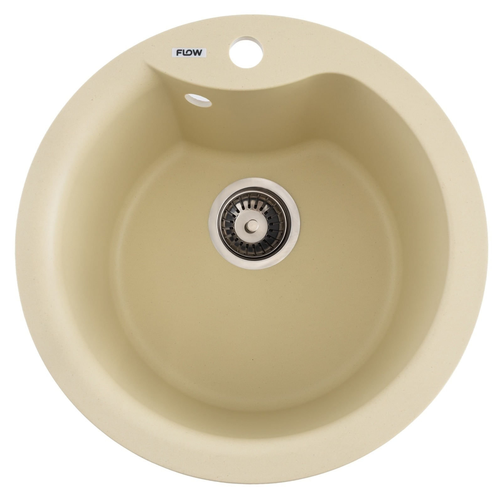 Chiuveta de bucatarie din granit cu cuva rotunda, seria WAVE, Ivory, 485x210 mm, FLOW FCB-485WI/1 — imaginea 2