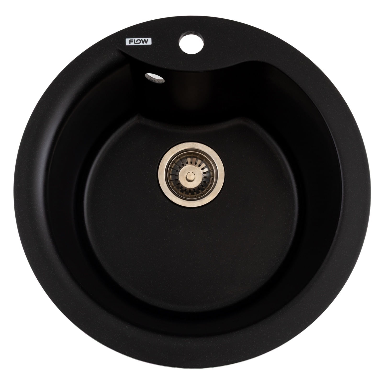 Chiuveta de bucatarie din granit cu cuva rotunda, seria WAVE, Black/Metallic, 485x210 mm, FLOW FCB-485WBM/1 — imaginea 3