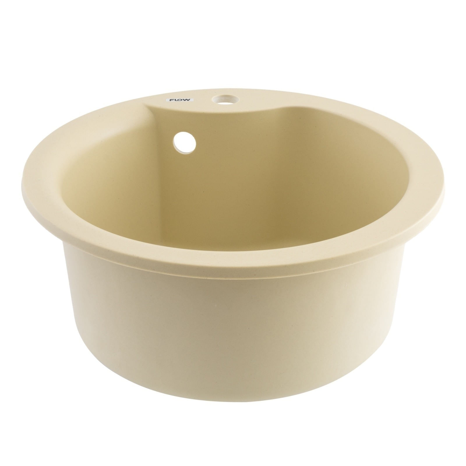 Chiuveta de bucatarie din granit cu cuva rotunda, seria WAVE, Ivory, 485x210 mm, FLOW FCB-485WI/1 — imaginea 3