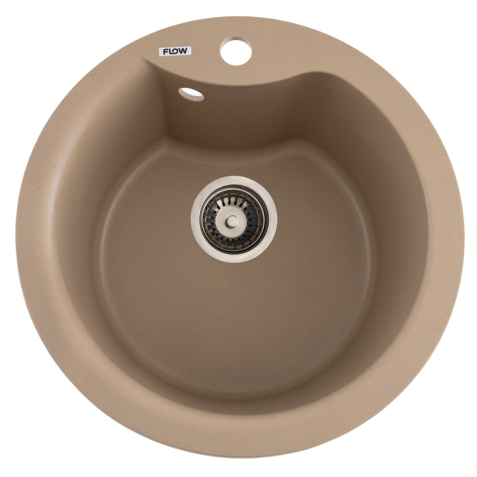 Chiuveta de bucatarie din granit cu cuva rotunda, seria WAVE, Sahara, 485x210 mm, FLOW FCB-485WS/1 — imaginea 2