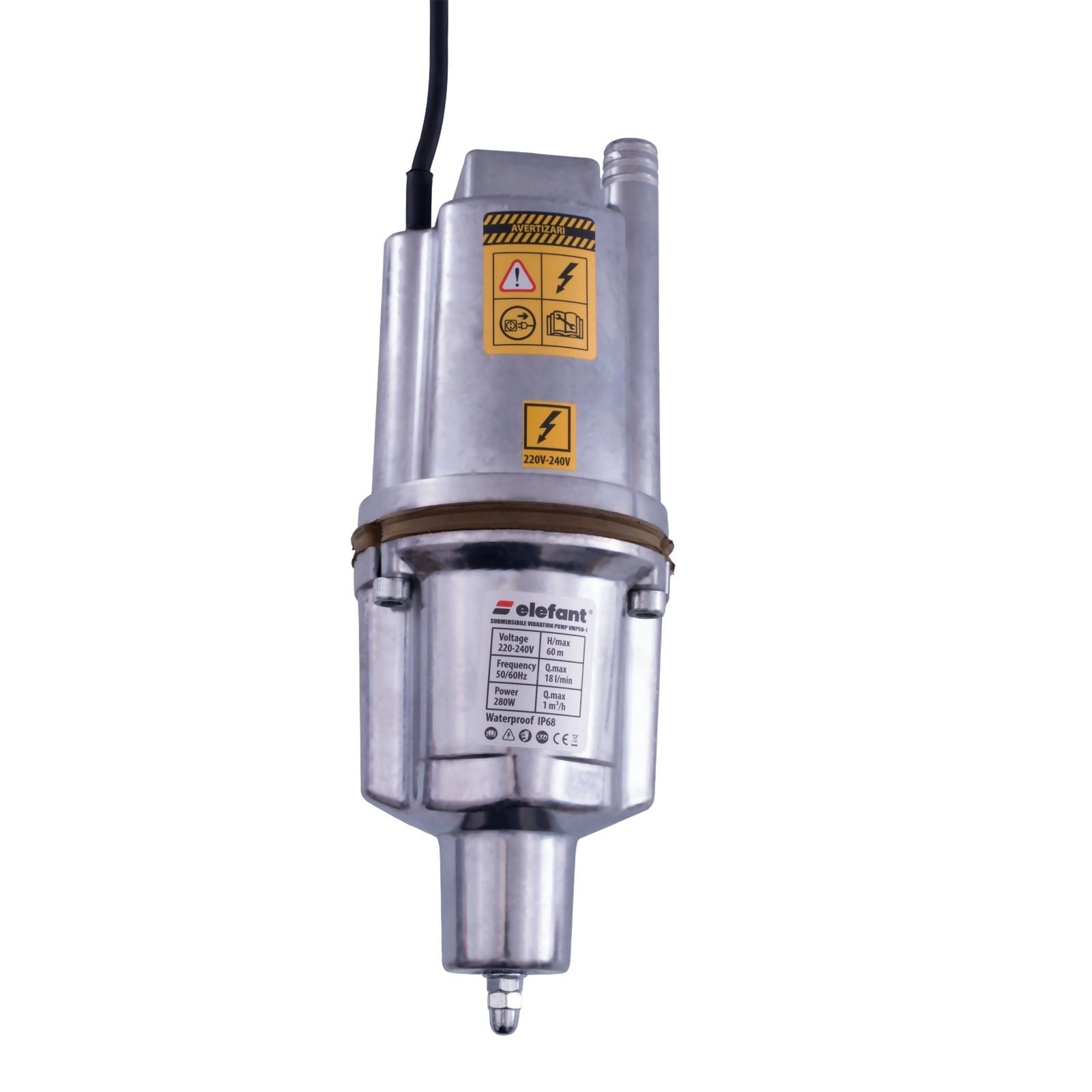 Pompa submersibila cu vibratii ELEFANT VMP60-1, 280W, 18 l/min, inaltime refulare 70 m — imaginea 2