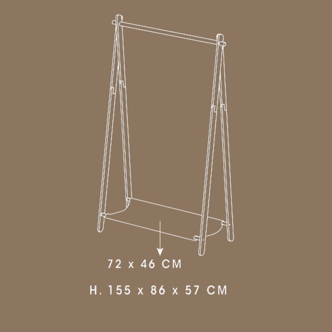 Suport pentru haine din bambus cu polita textila, 155x86x57 cm — imaginea 3