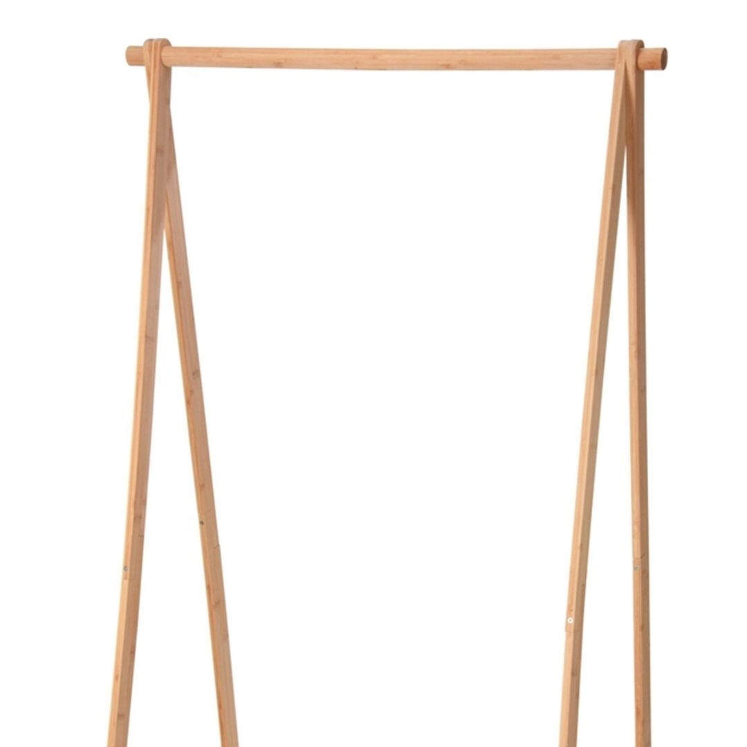 Suport pentru haine din bambus cu polita textila, 155x86x57 cm — imaginea 5