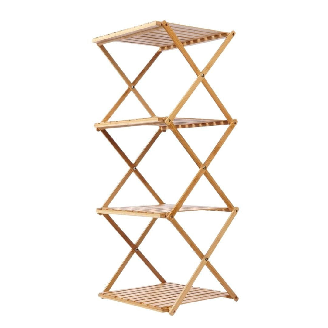 Raft pliabil din lemn de bambus, cu 4 polite, 40x33.5x93.5 cm — imaginea 5