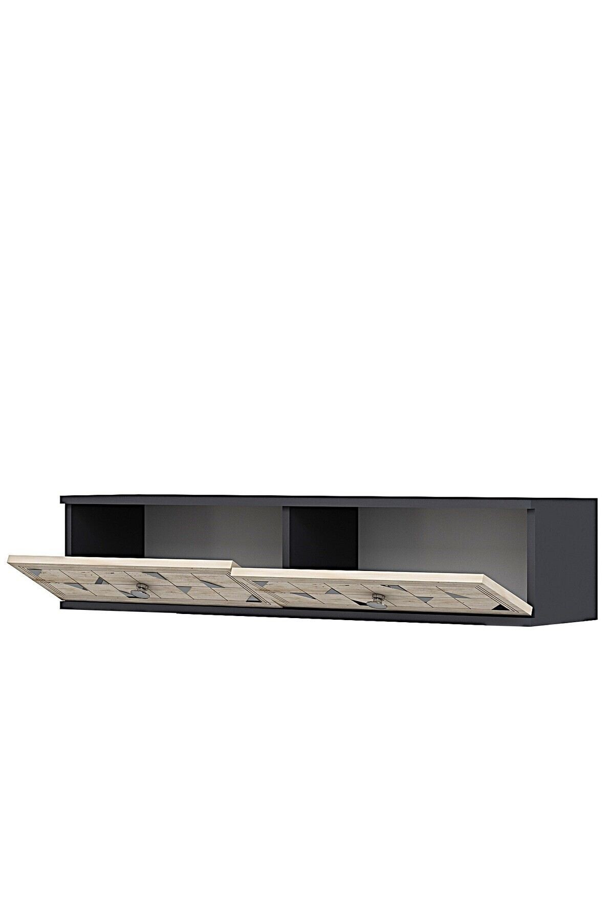 Comodă dormitor Moka 120, 120 x 25,5 x 29,6 cm, antracit travertin argintiu, PAL melaminat, oglindă — imaginea 5