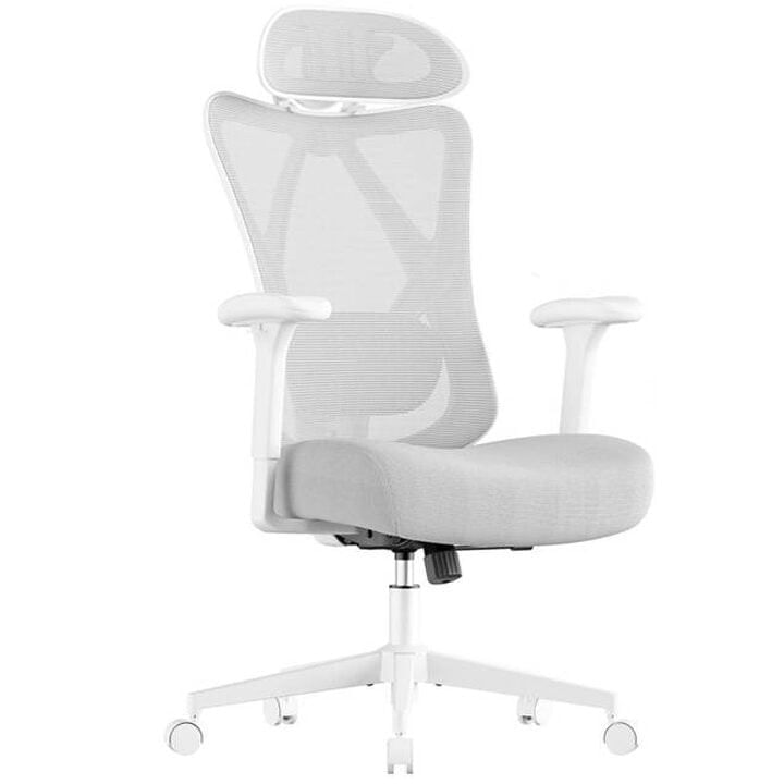 Scaun de birou ergonomic reglabil cu suport lombar si tetiera, maxim 120 kg, 70x70x125 cm, gri — imaginea 7