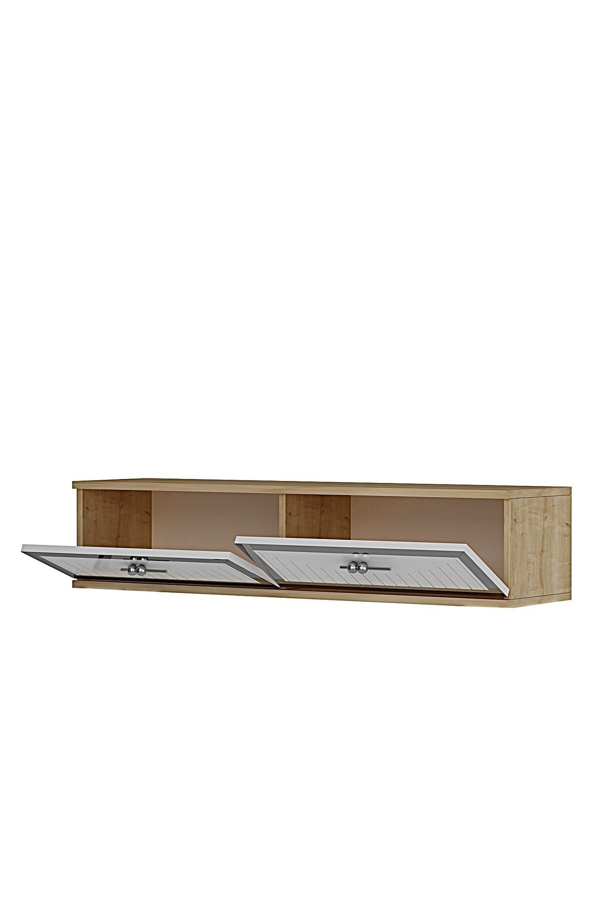 Comodă dormitor Tuna 120, 120 x 25,5 x 29,6 cm, stejar safir alb argintiu, PAL melaminat, oglindă — imaginea 4