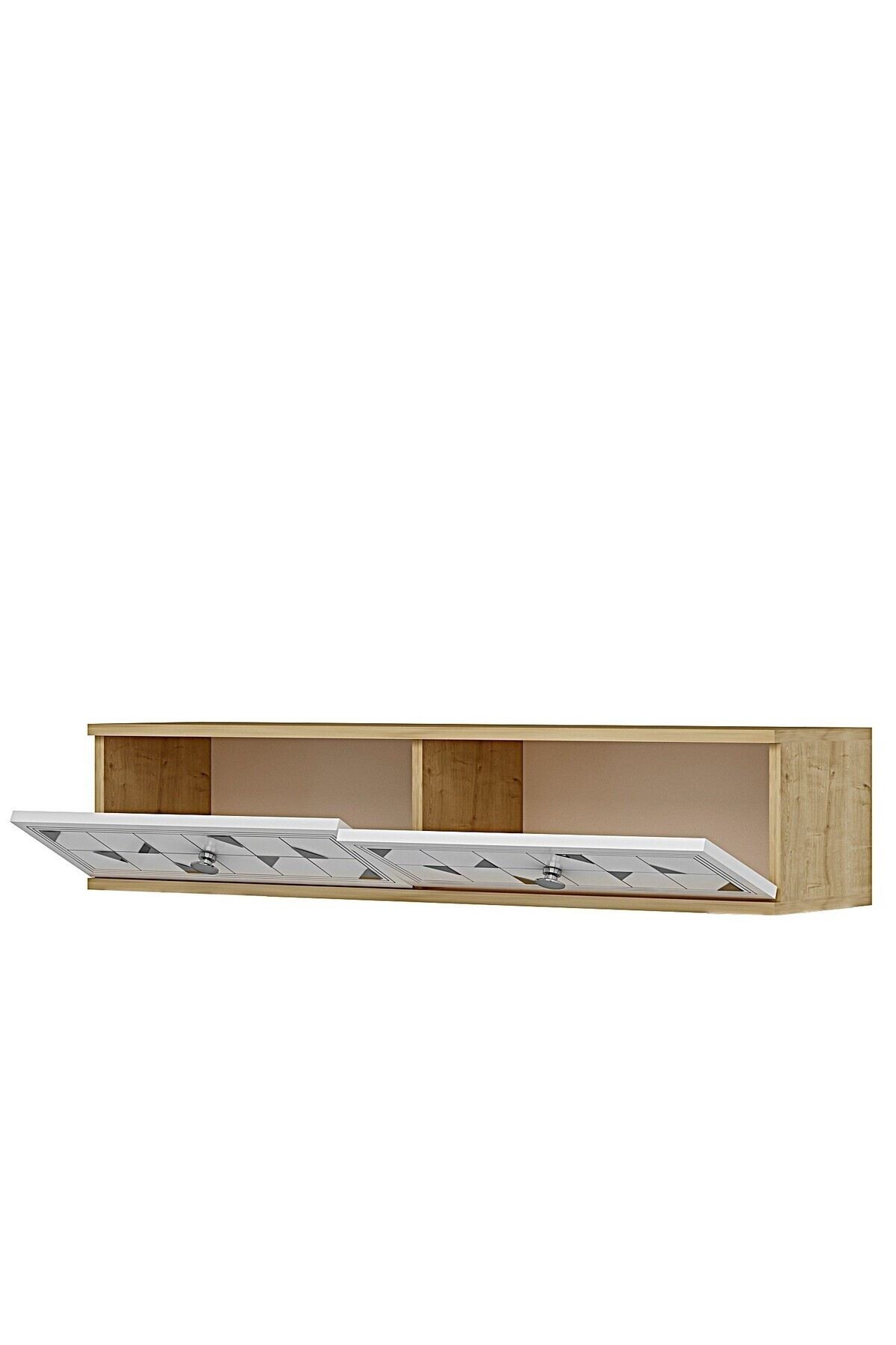 Comodă dormitor Moka 120, 120 x 25,5 x 29,6 cm, stejar safir alb argintiu, PAL melaminat, oglindă — imaginea 2