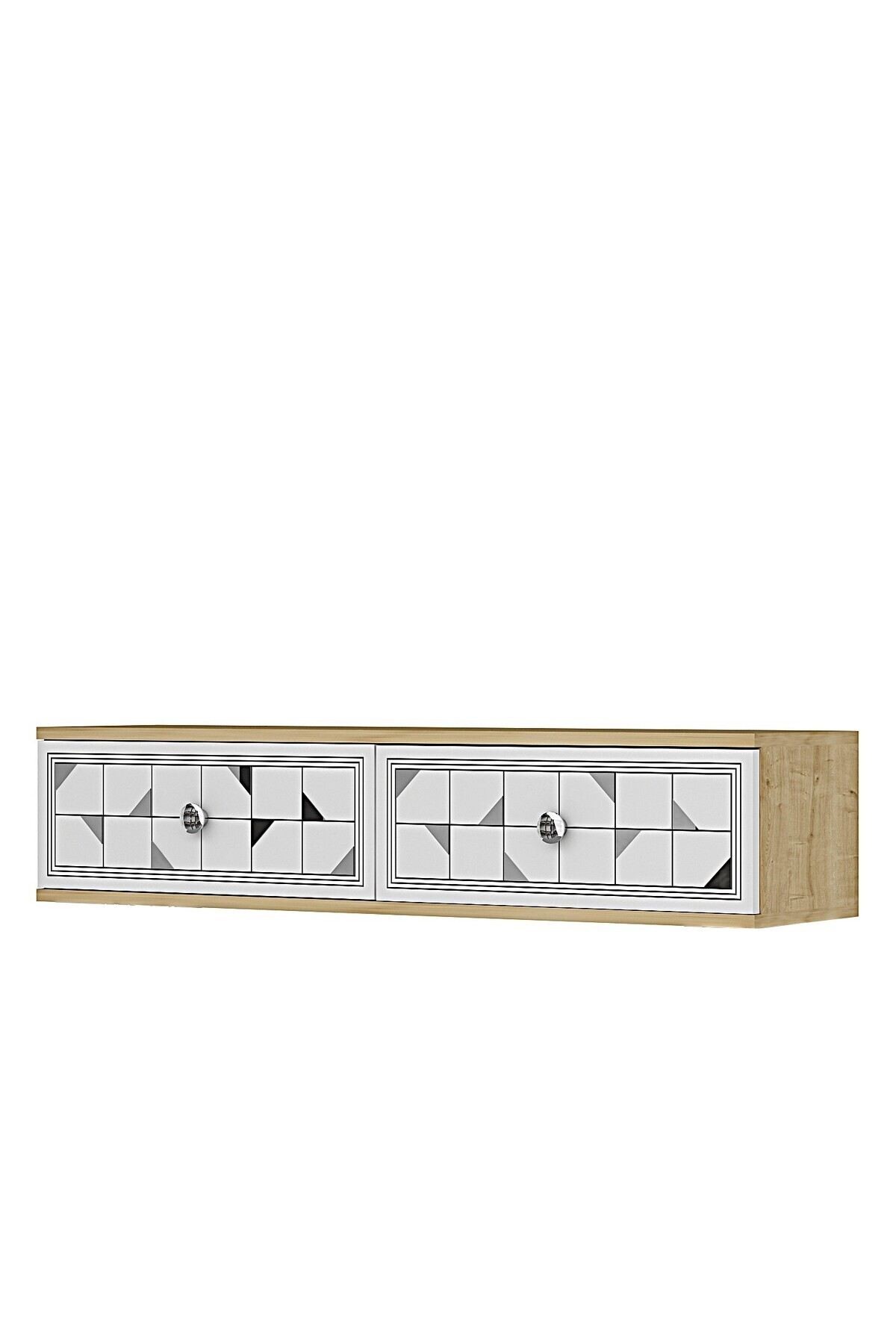 Comodă dormitor Moka 120, 120 x 25,5 x 29,6 cm, stejar safir alb argintiu, PAL melaminat, oglindă — imaginea 5