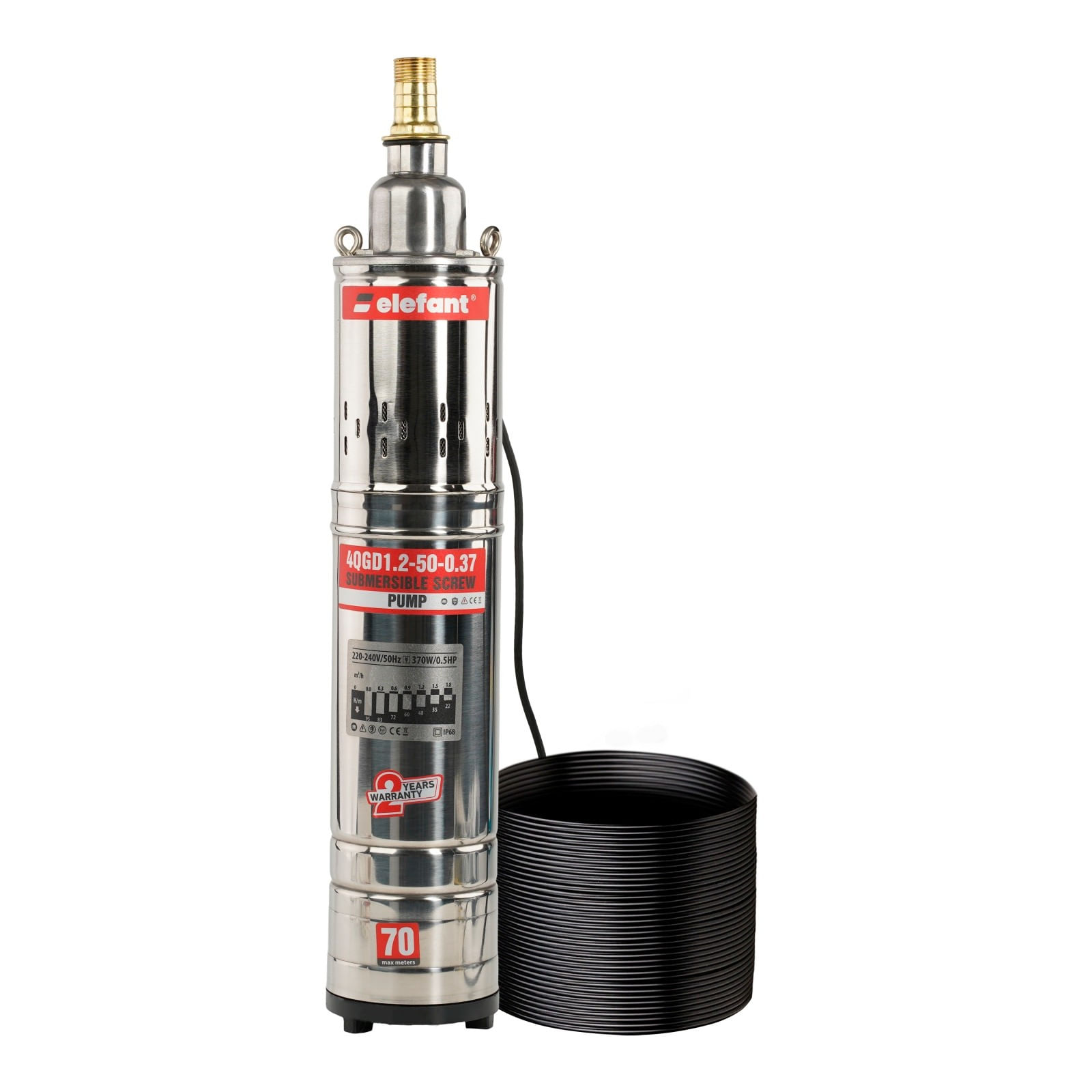 Pompa submersibila Elefant 4QGD1.2-50-0.37, 1100W, debit 95 l/min, inaltime refulare 83 m — imaginea 3
