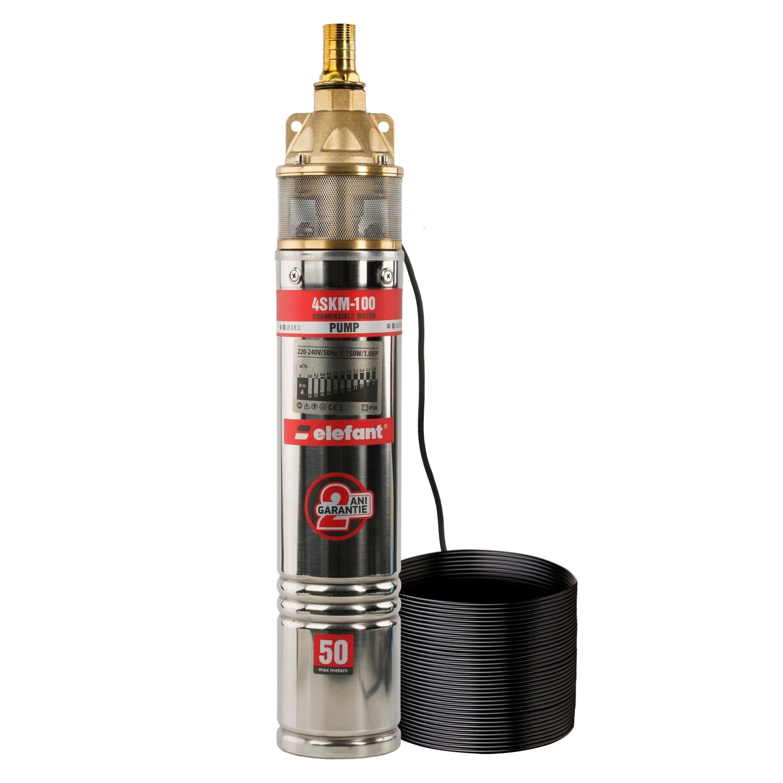 Pompa submersibila Elefant 4SKM-100, 1100W, debit 50 l/min, inaltime refulare 60 m — imaginea 3