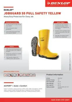 Cizme de lucru S5 Dunlop JobGuard Full Safety galben NA2JF01 – Bombeu otel, talpa SRC Galben 43 — imaginea 3