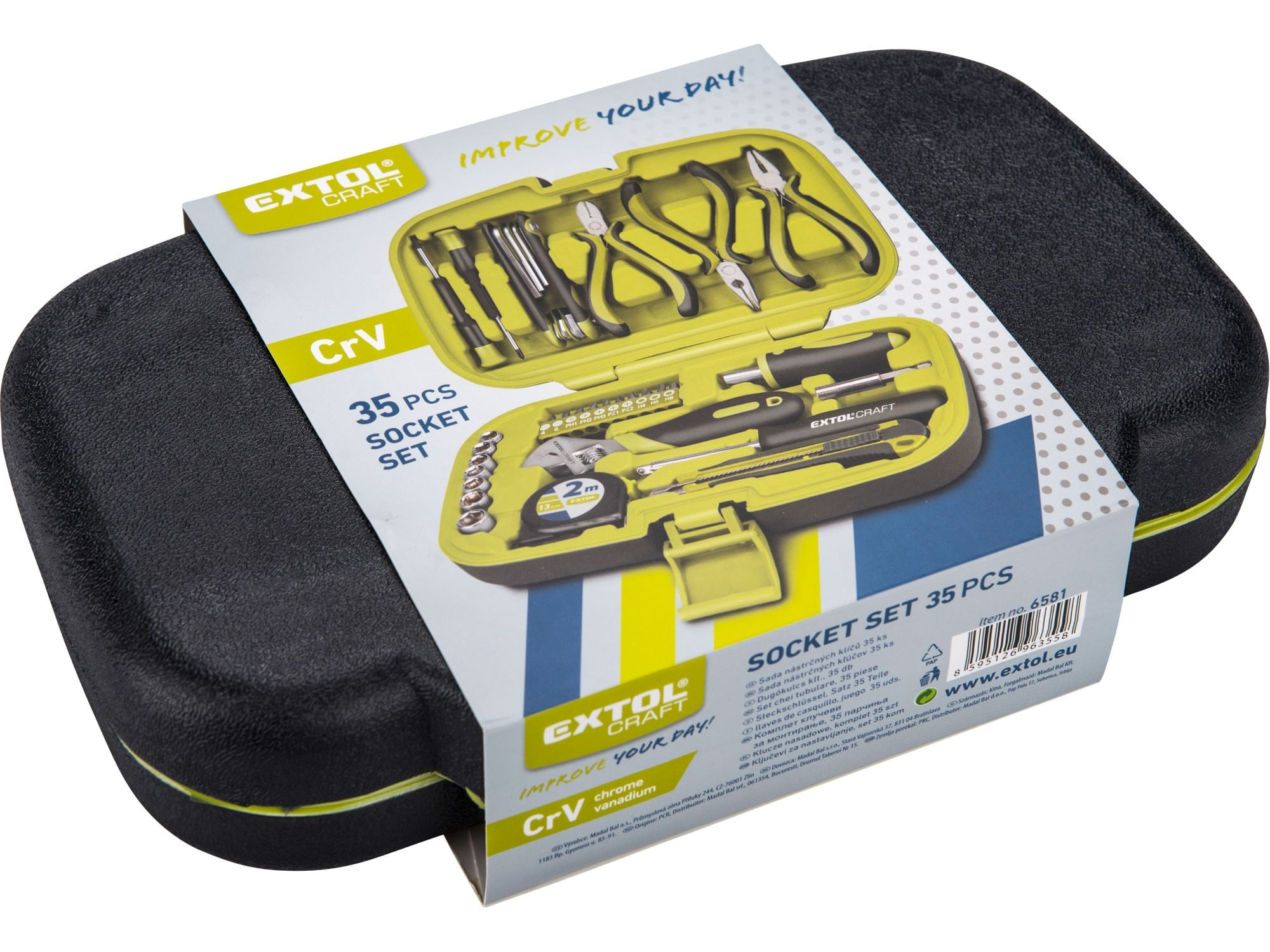 Set de unelte 35 piese, EXTOL CRAFT, 6581, 1/4", CrV — imaginea 3