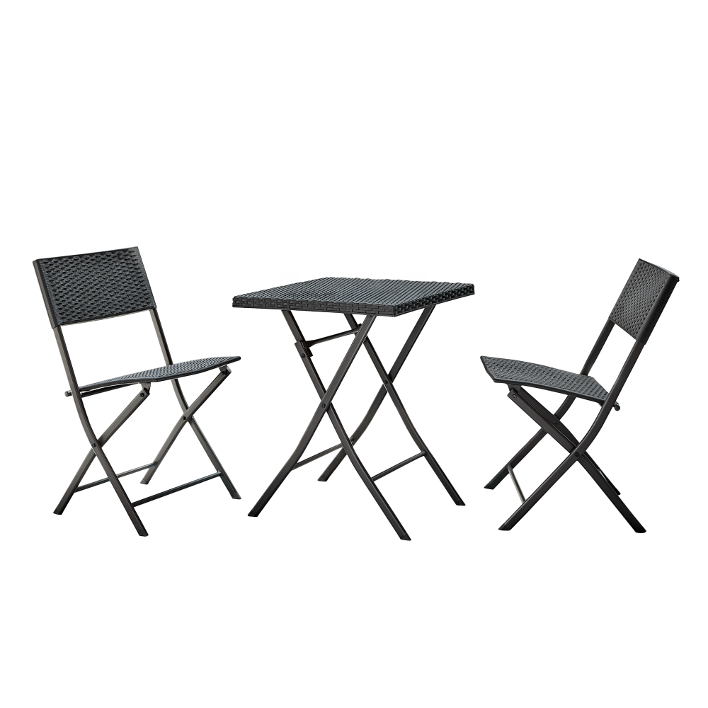 Set ratan de gradina 1+2, negru, FARUK — imaginea 2