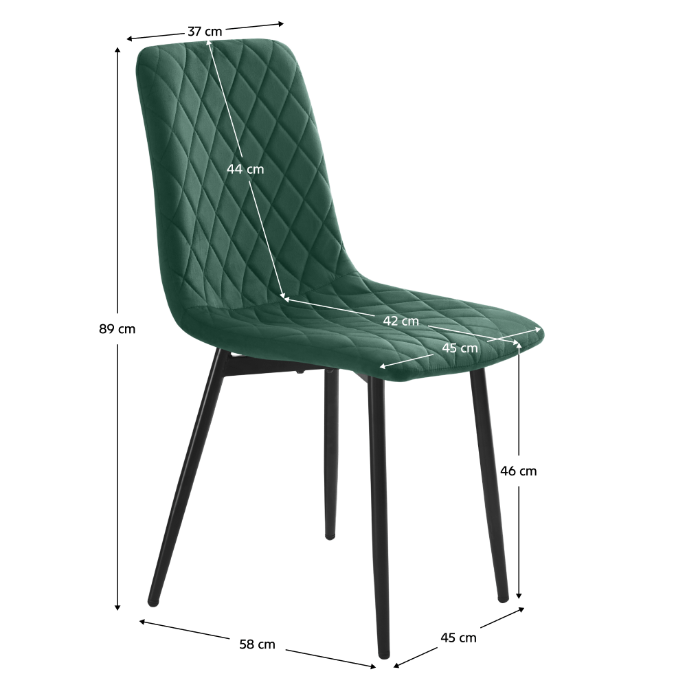 Scaun dining, material Velvet - culoare smarald / metal, DAMIA TIP 2 — imaginea 2