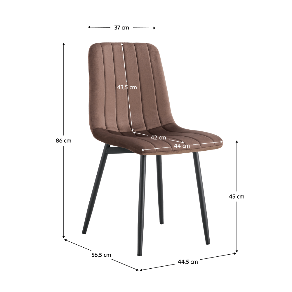 Scaun, material Velvet maro / negru, RAMITA TIP 1 — imaginea 2