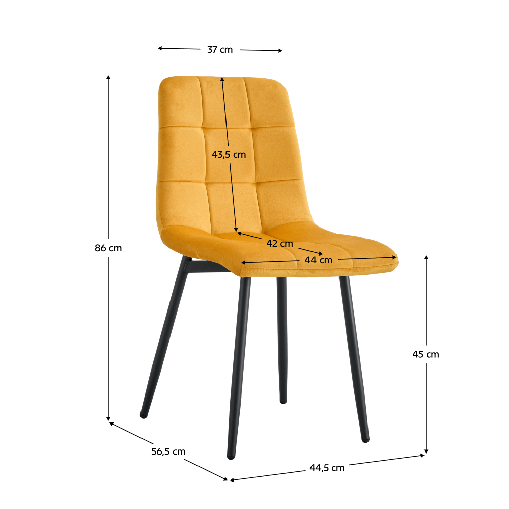 Scaun, material Velvet galben / negru, RAMITA TIP 3 — imaginea 2