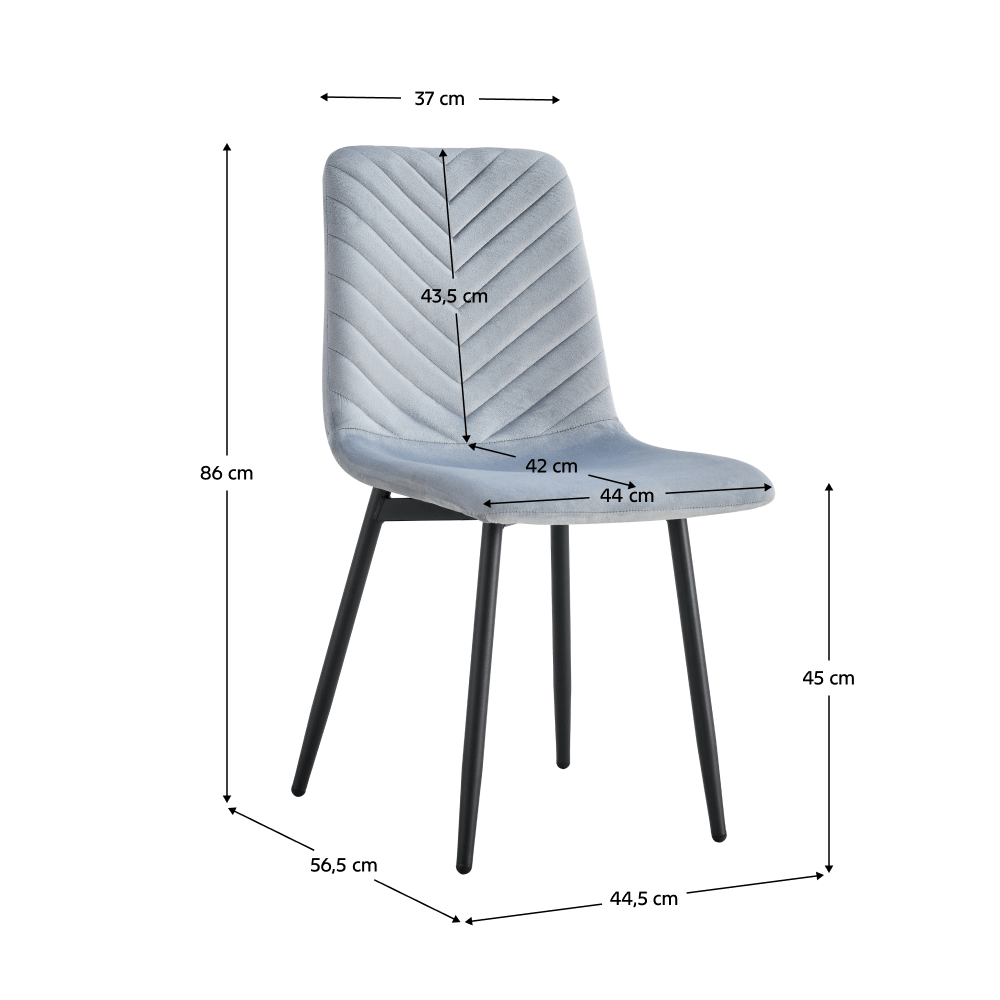 Scaun, material Velvet gri / negru, RAMITA TIP 2 — imaginea 2