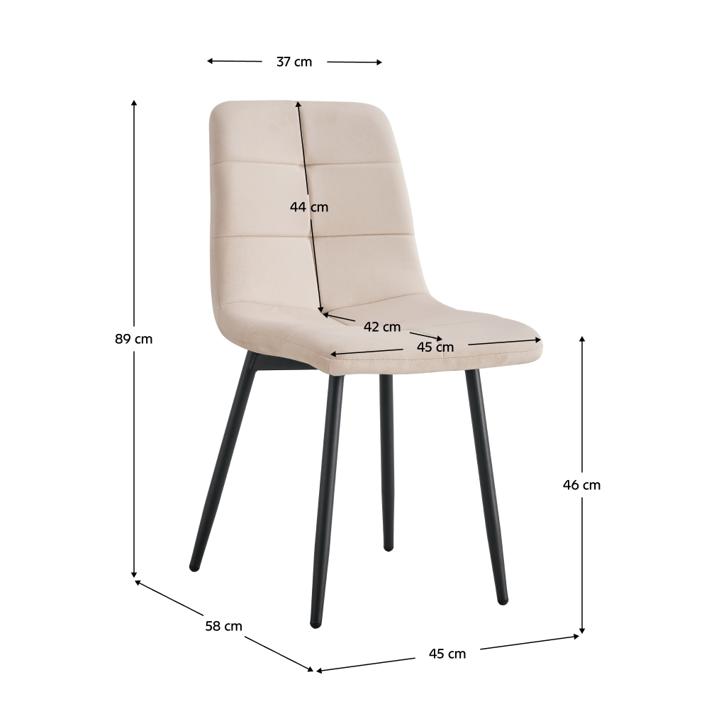 Scaun dining, material bej Velvet / metal, DAMIA TIP 1 — imaginea 2