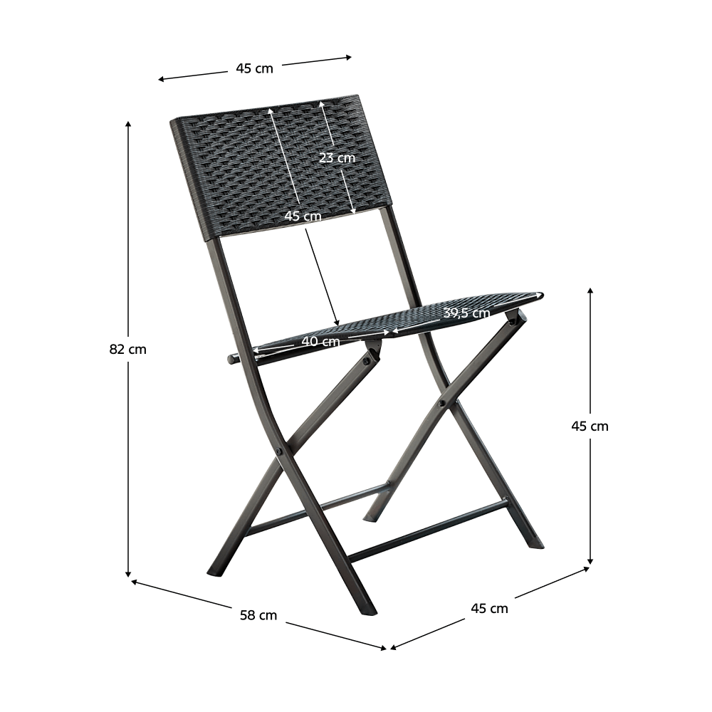 Set ratan de gradina 1+2, negru, FARUK — imaginea 6