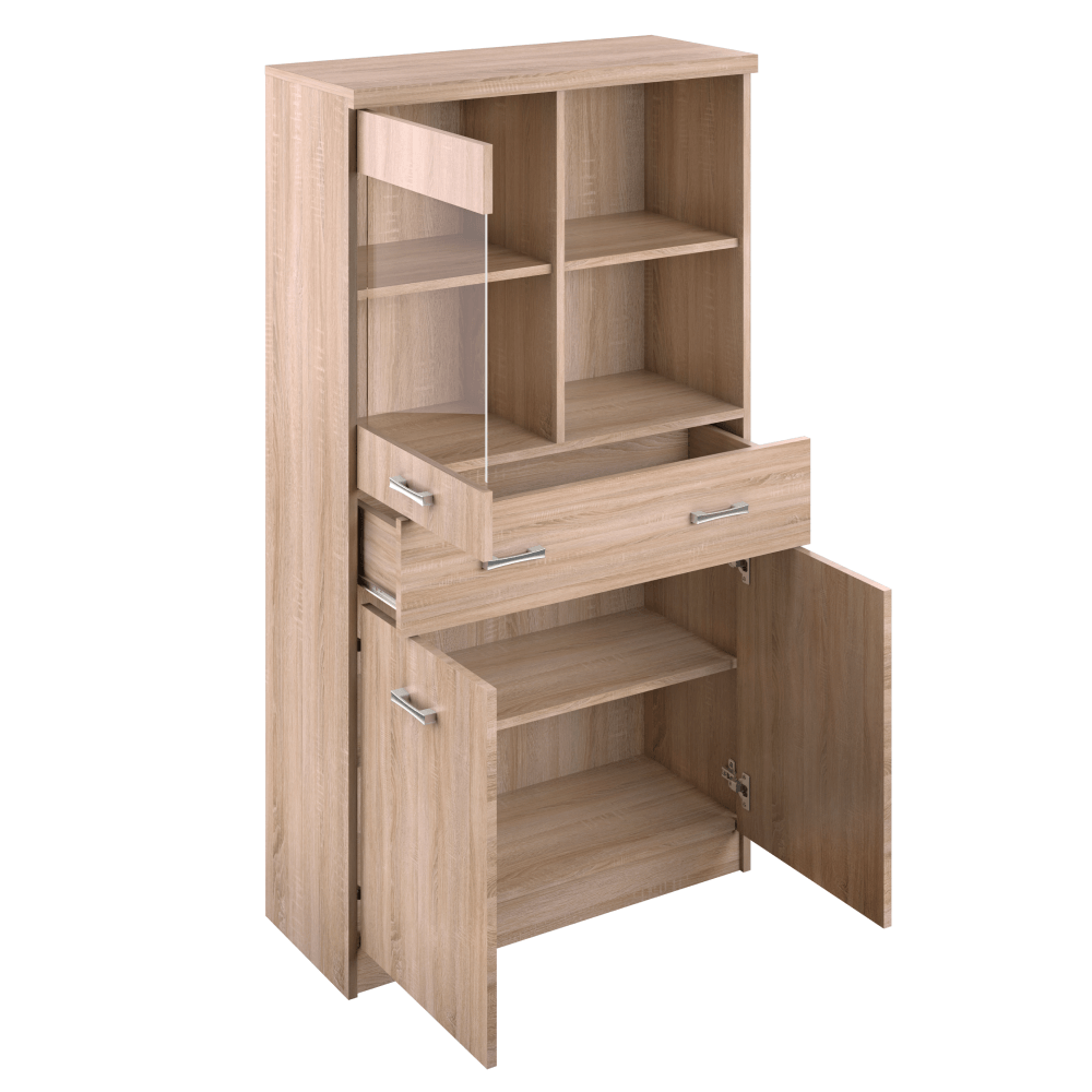 Vitrina 2D1W1S/80 , stejar Sonoma, TOPTY TIP 34 — imaginea 2