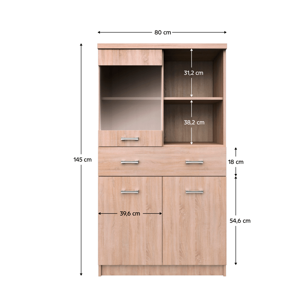 Vitrina 2D1W1S/80 , stejar Sonoma, TOPTY TIP 34 — imaginea 3