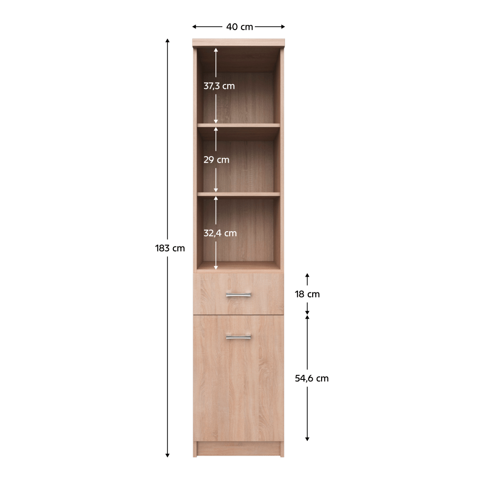 Dulap cu rafturi deschise 1D1S, stejar sonoma, universal, TOPTY TIP 33 — imaginea 3