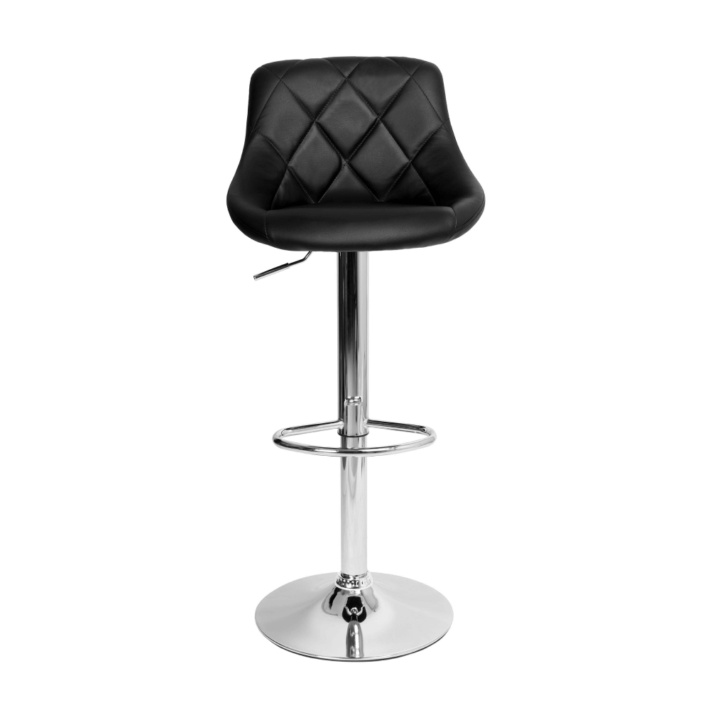 Scaun de bar, piele ecologica neagra/crom, MARID NEW — imaginea 2