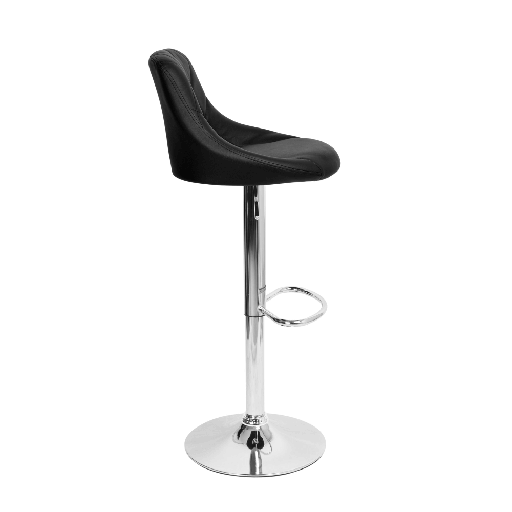Scaun de bar, piele ecologica neagra/crom, MARID NEW — imaginea 3