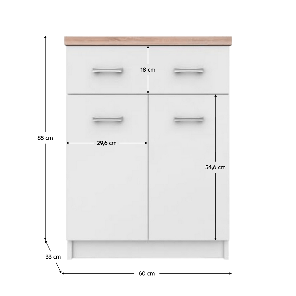 Comoda 2D1S/60, alba / stejar Sonoma, TOPTY TIP 41 — imaginea 3
