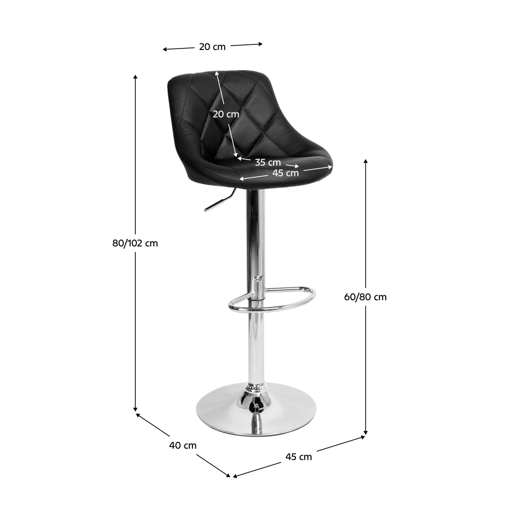 Scaun de bar, piele ecologica neagra/crom, MARID NEW — imaginea 5
