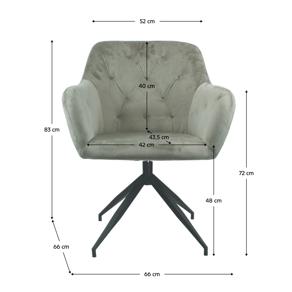 Scaun pivotant, tesatura de catifea maro-gri/negru, VELEZA NEW — imaginea 3