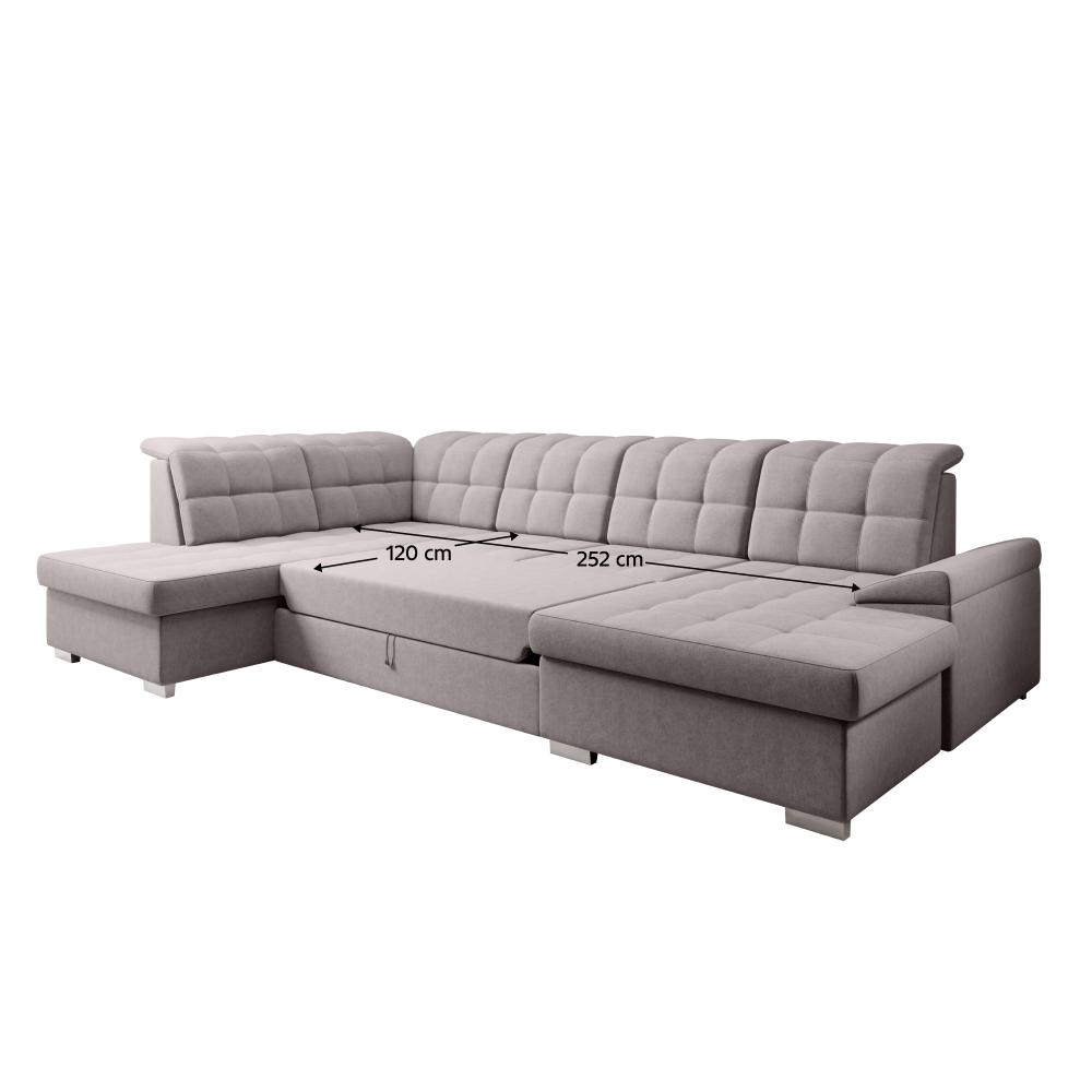 Canapea extensibila, gri-bej Taupe, stanga, OREO U