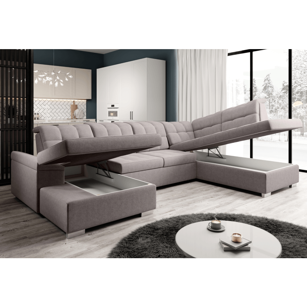 Canapea extensibila, gri-bej Taupe, dreapta, OREO U — imaginea 3