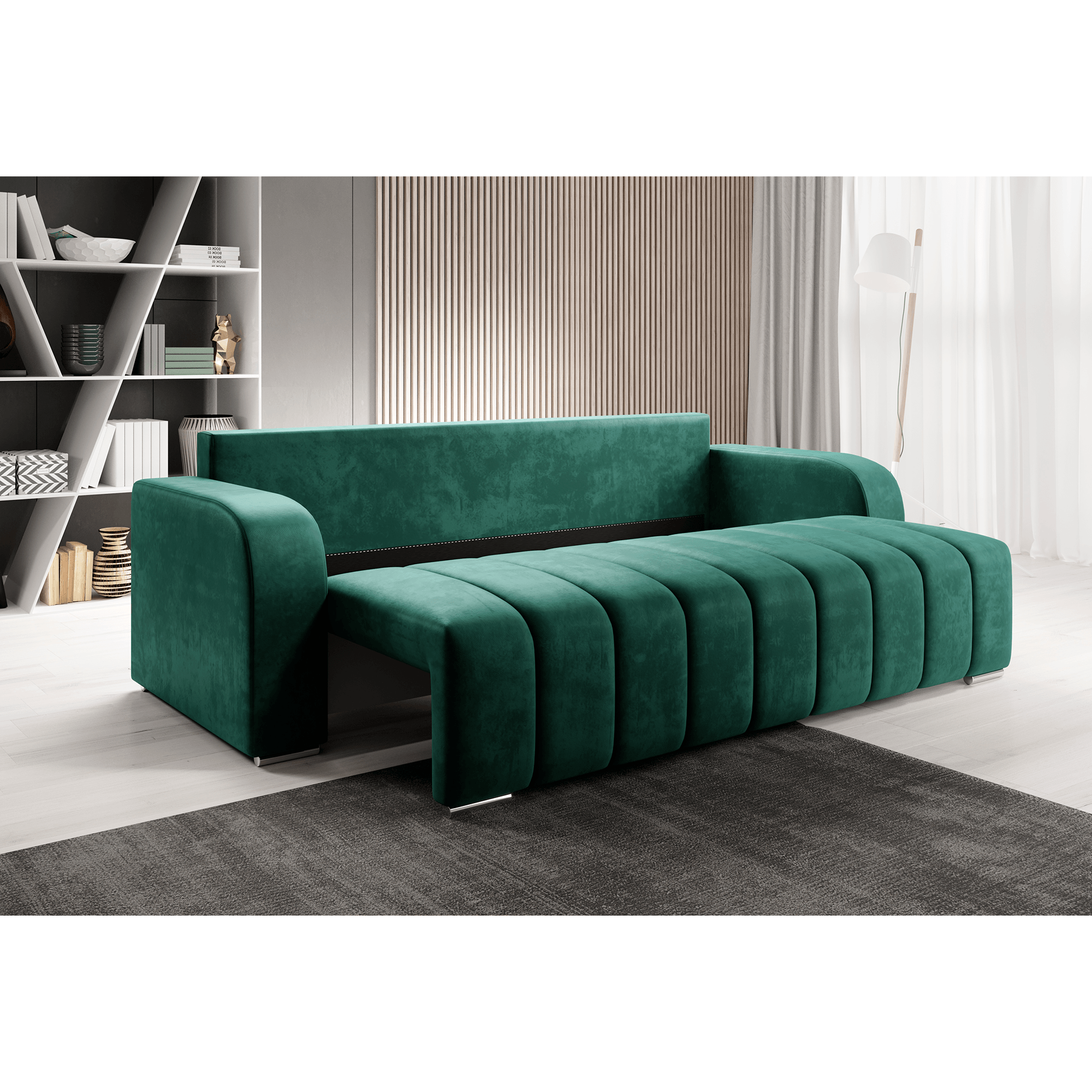 Canapea extensibila, culoare smarald, PORIMA — imaginea 3