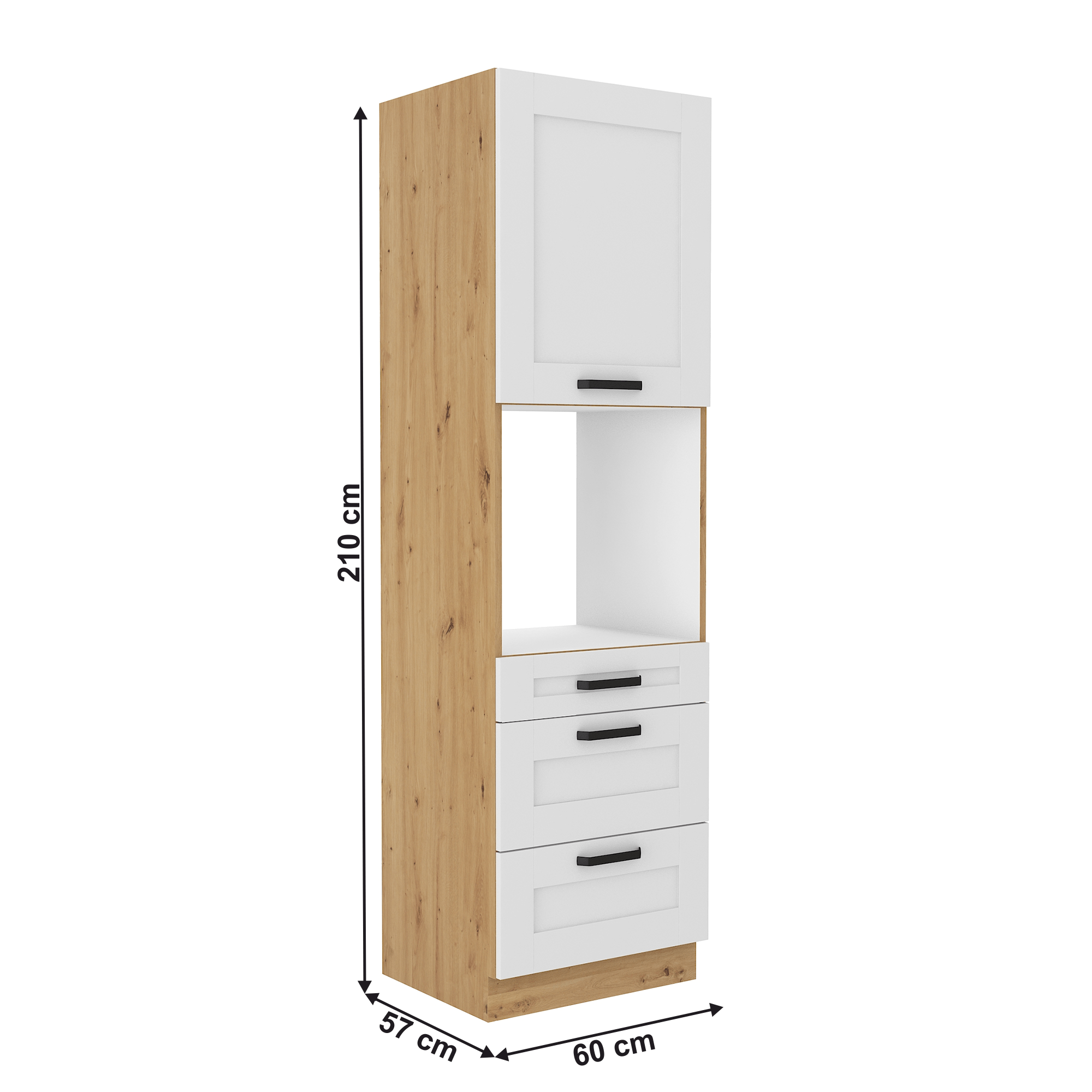 Dulap inalt pentru cuptor incorporabil, alb/stejar artizan, LULA 60 DPS-210 3S 1F — imaginea 8