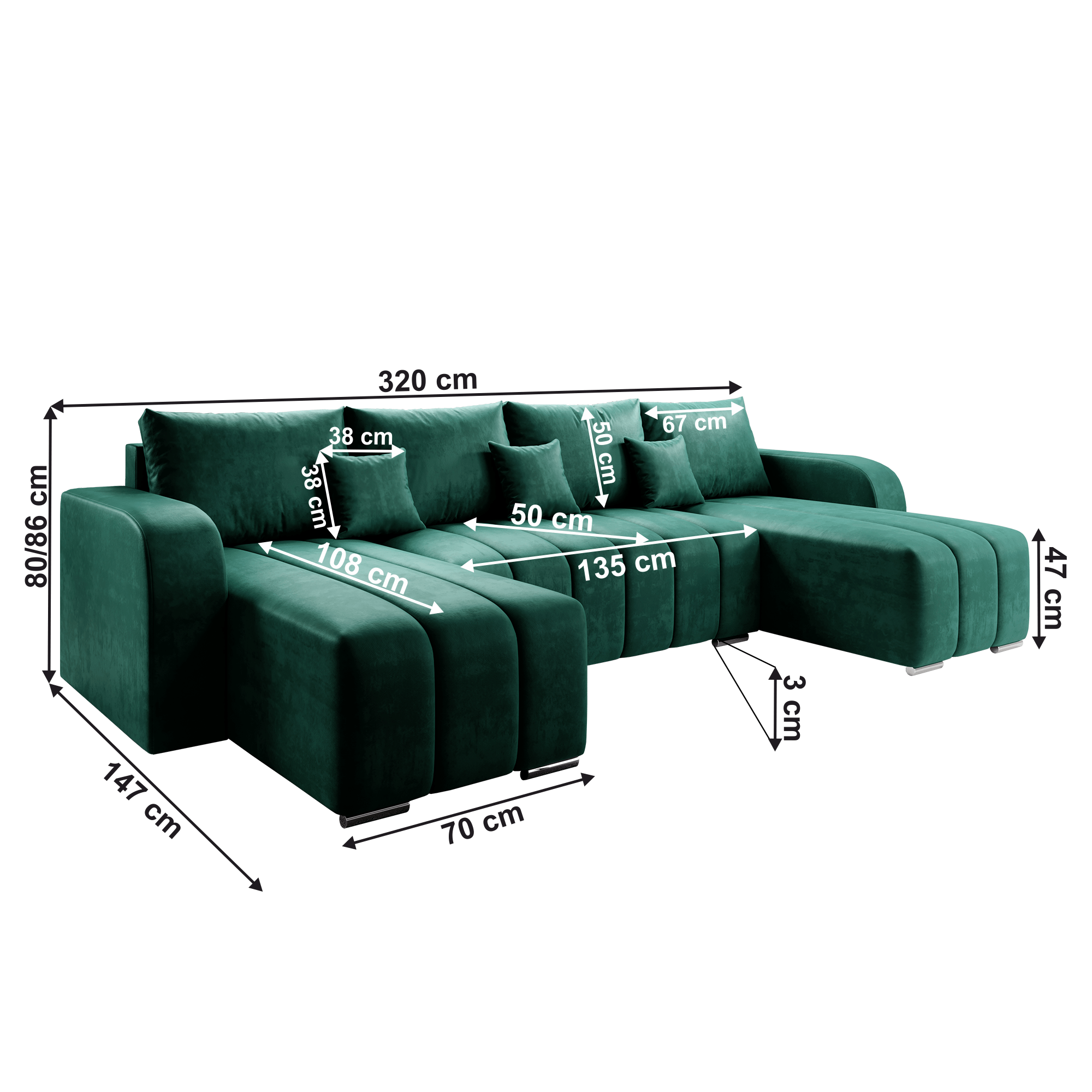 Set universal canapea, culoare smarald, PORIMA U — imaginea 6