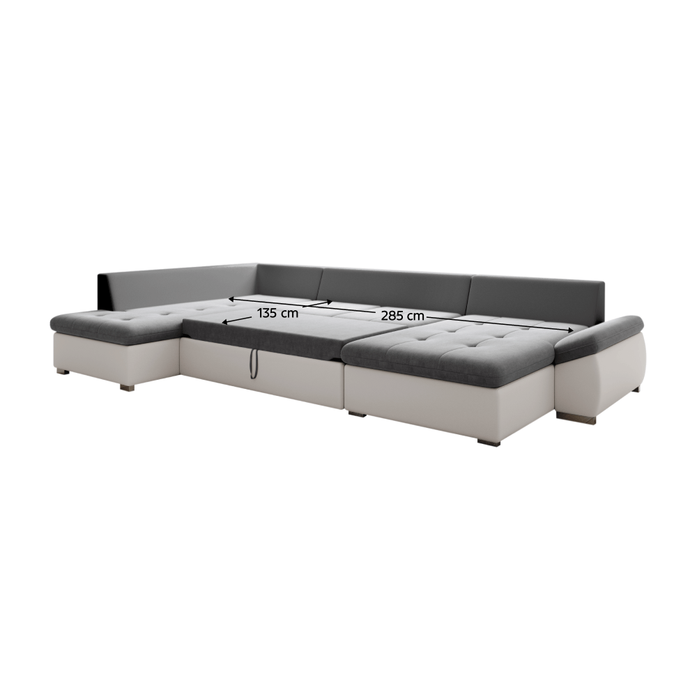Canapea extensibila, alb/gri, stanga, MATAR U — imaginea 2