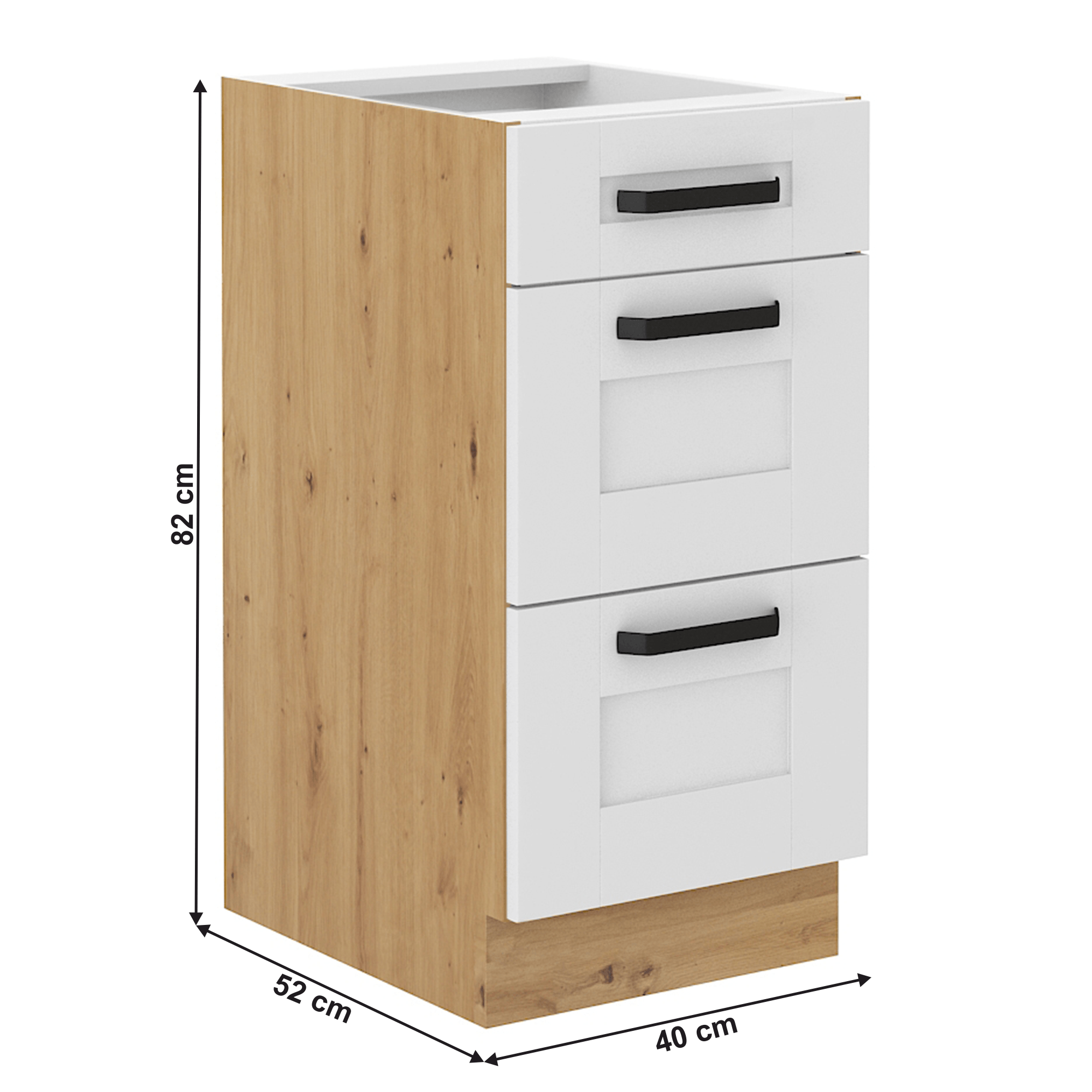 Dulap inferior, alb/stejar artizan, LULA 40 D 3S BB — imaginea 5