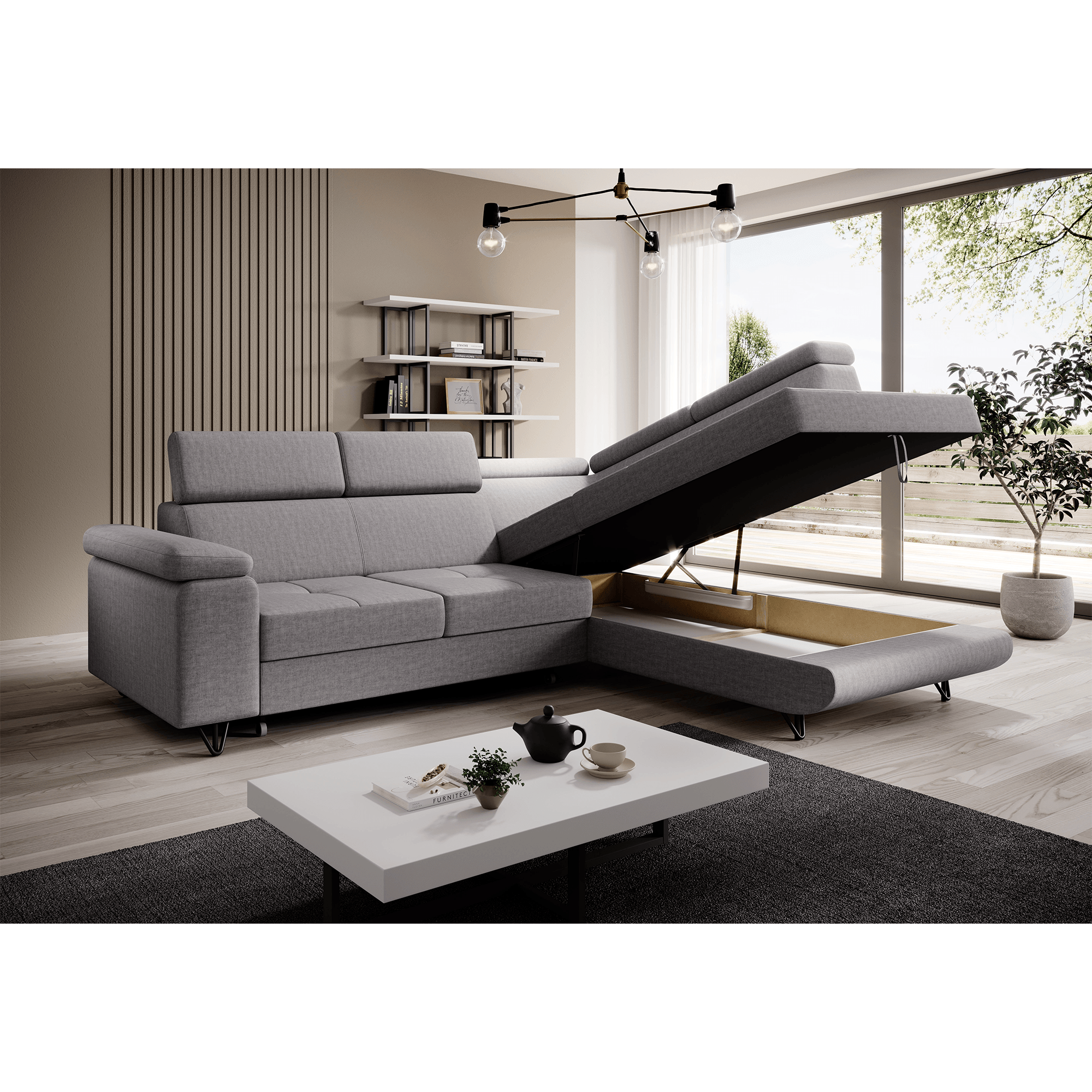 Canapea extensibila, gri deschis, dreapta, JOGI ROH — imaginea 6