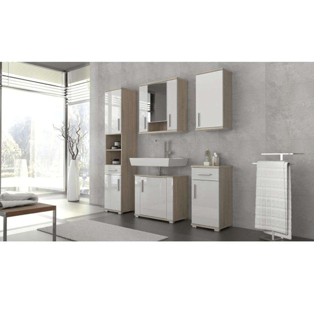 Dulap suspendat cu oglinda, stejar sonoma/ alb mat, LESSY NEW 01 — imaginea 2