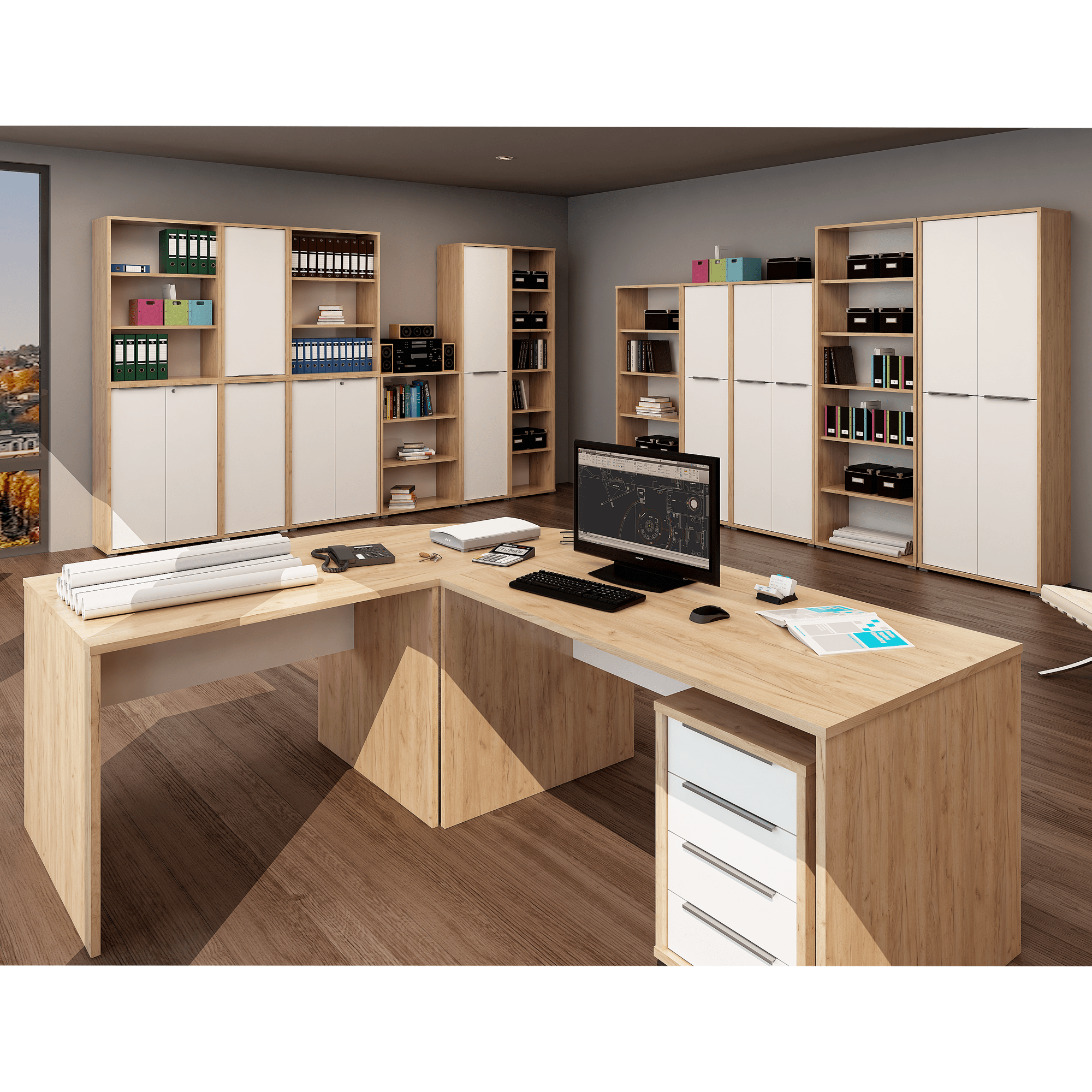 Dulap cu incuietoare, stejar artizan/ alb, RIOMA TYP 31 — imaginea 2