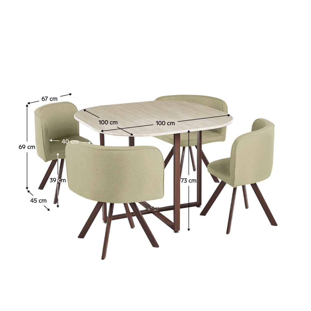 Set de mobilier dining 1+4, maro deschis/natural, BEVIS NEW — imaginea 2