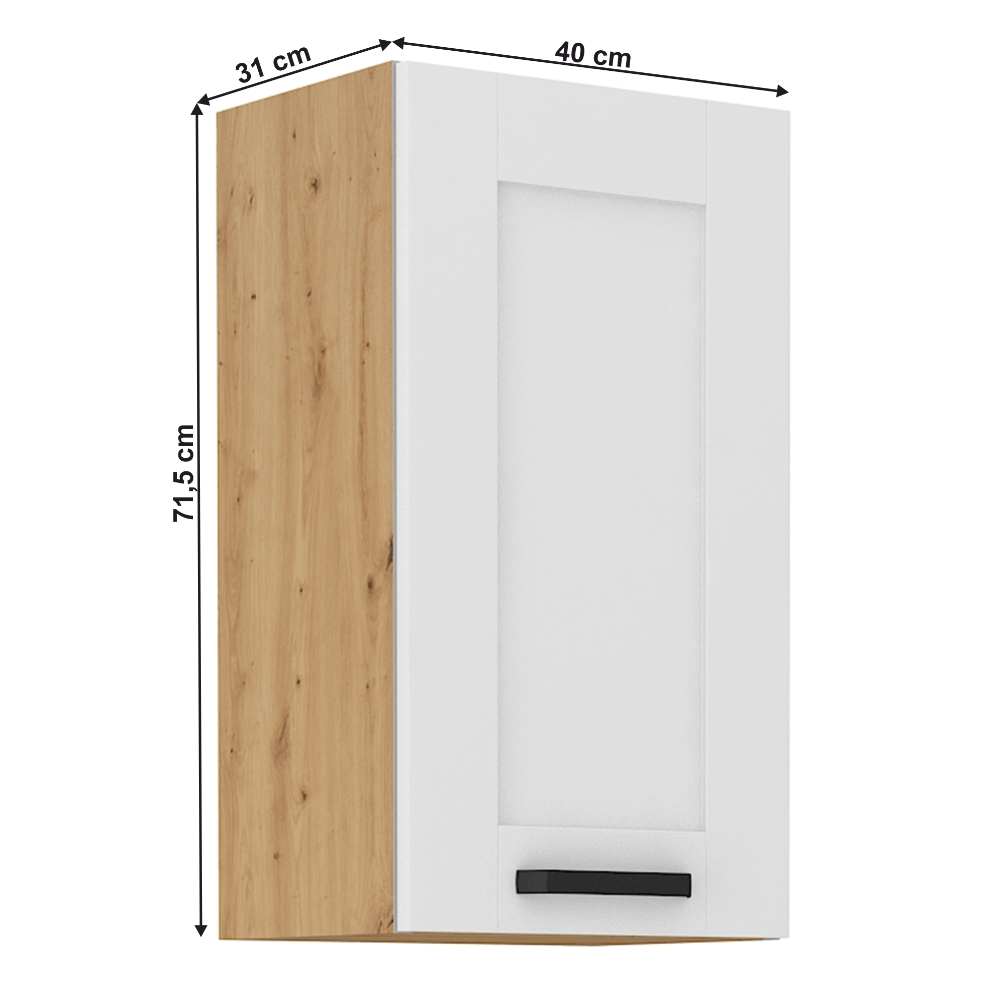 Dulap superior, alb/stejar artizan, LULA 40 G-72 1F — imaginea 12