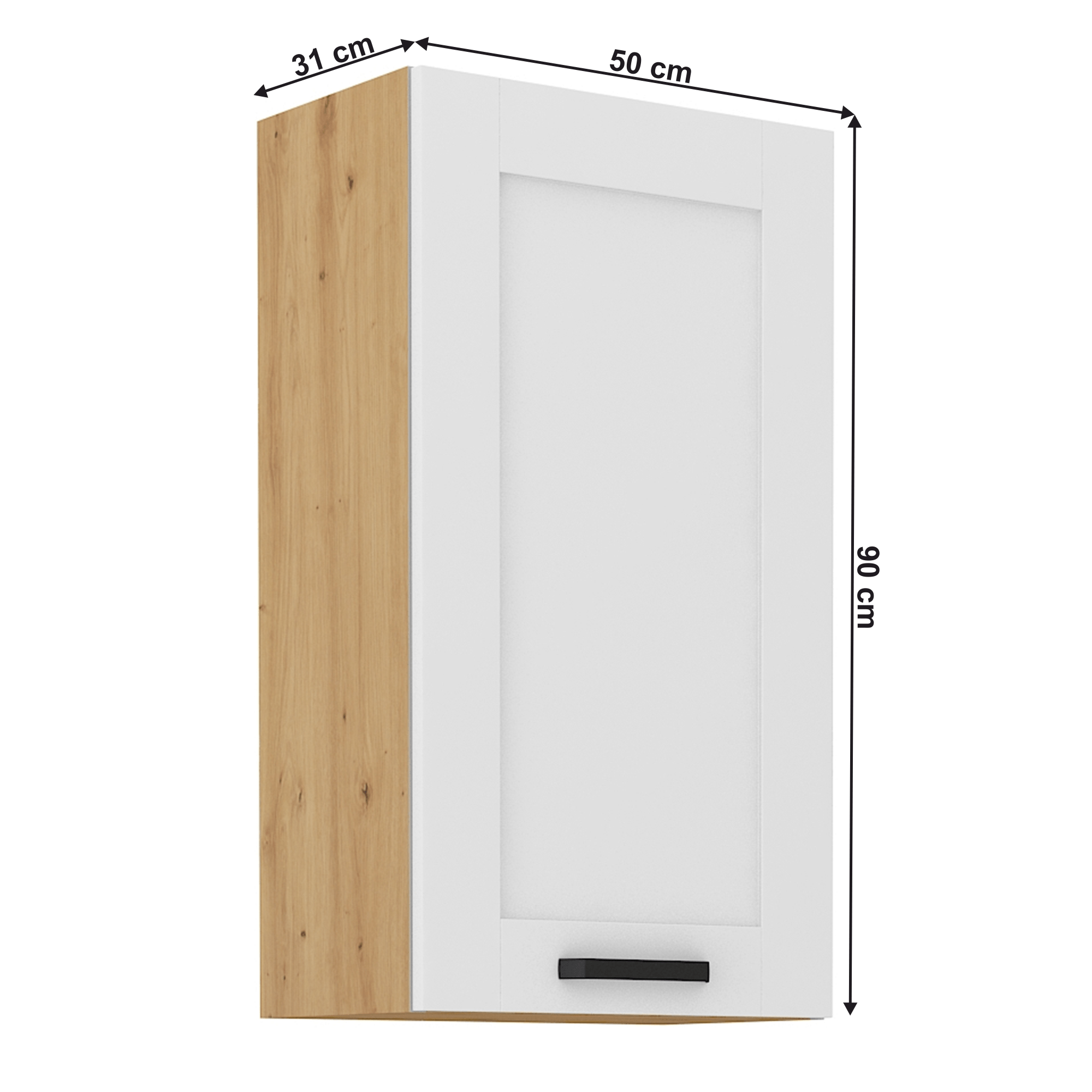 Dulap superior, alb/stejar artizan, LULA 50 G-90 1F — imaginea 3