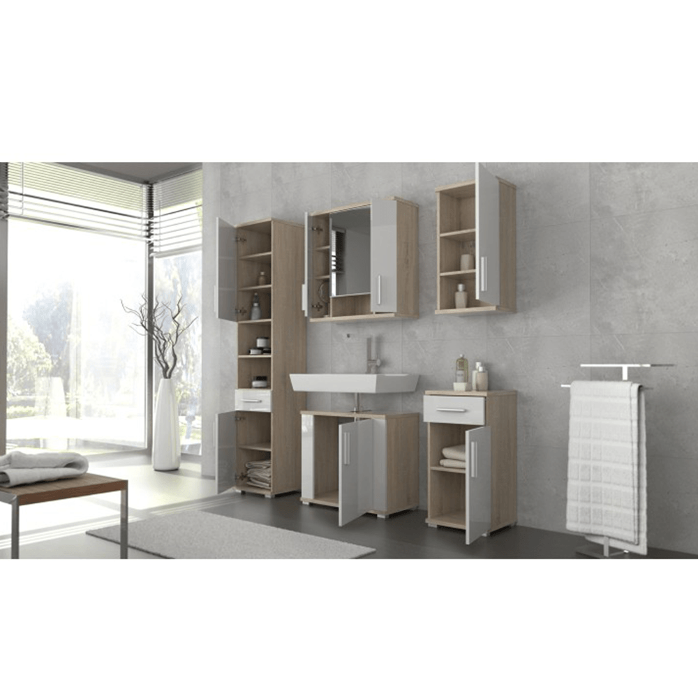 Dulap suspendat cu oglinda, stejar sonoma/ alb mat, LESSY NEW 01 — imaginea 3
